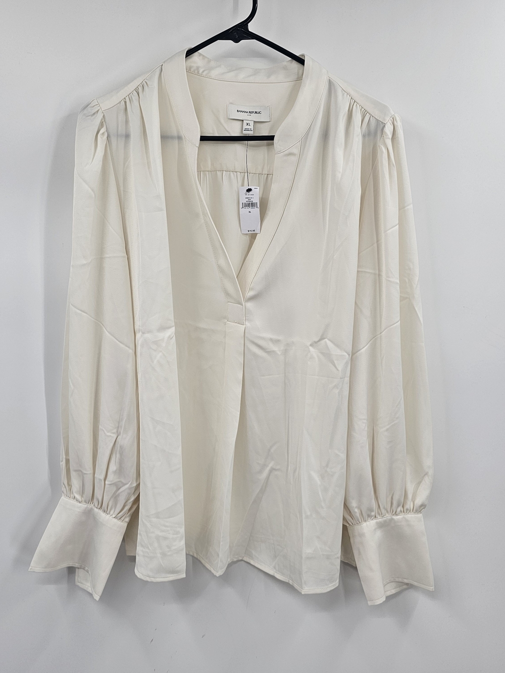 Banana Republic Cream V-Neck Long-Sleeve Blouse NWT Size XL